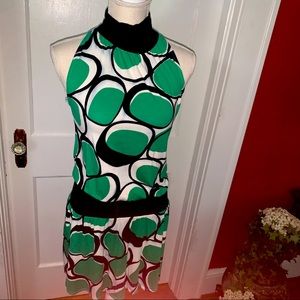 Womens green black & white sleeveless dress size small by envi: